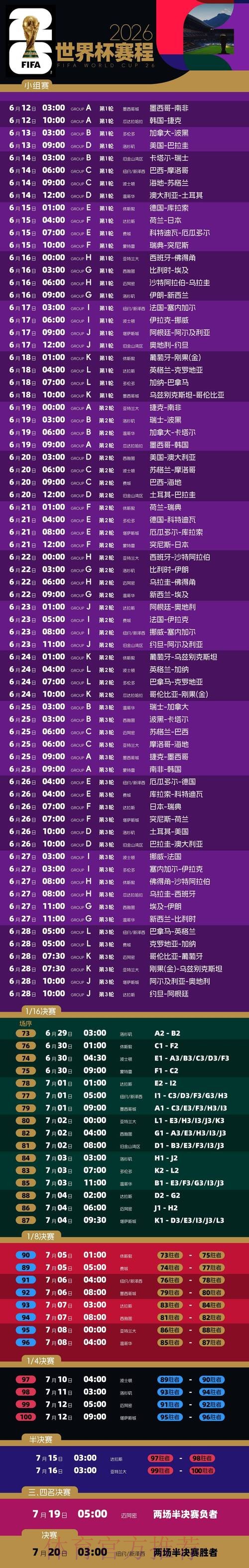 2026世界杯赛程今日实时赛程免费观看